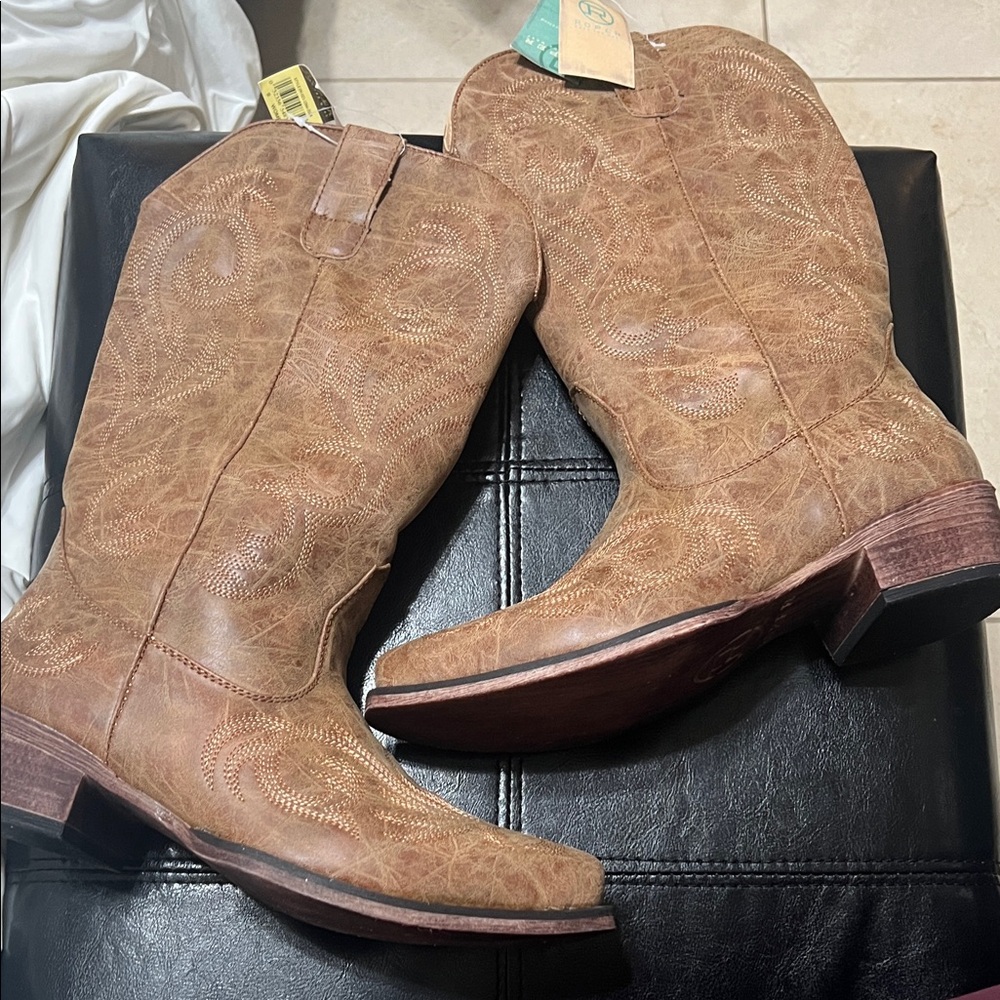 Roper Tan Western Cowboy Boots